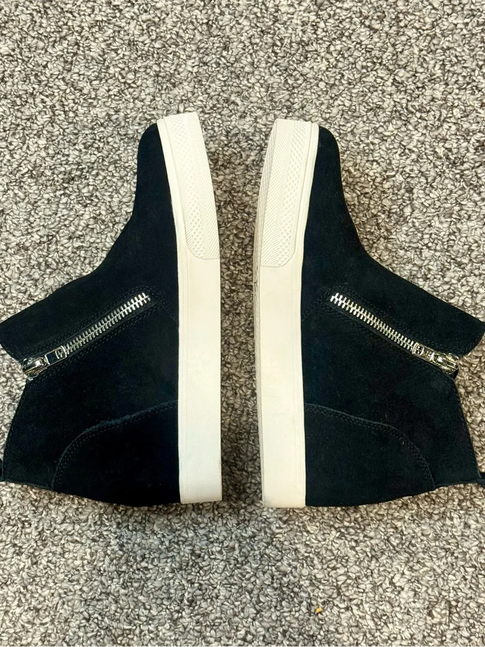 Steve Madden Black Suede Hidden Wedge Zip Sneakers